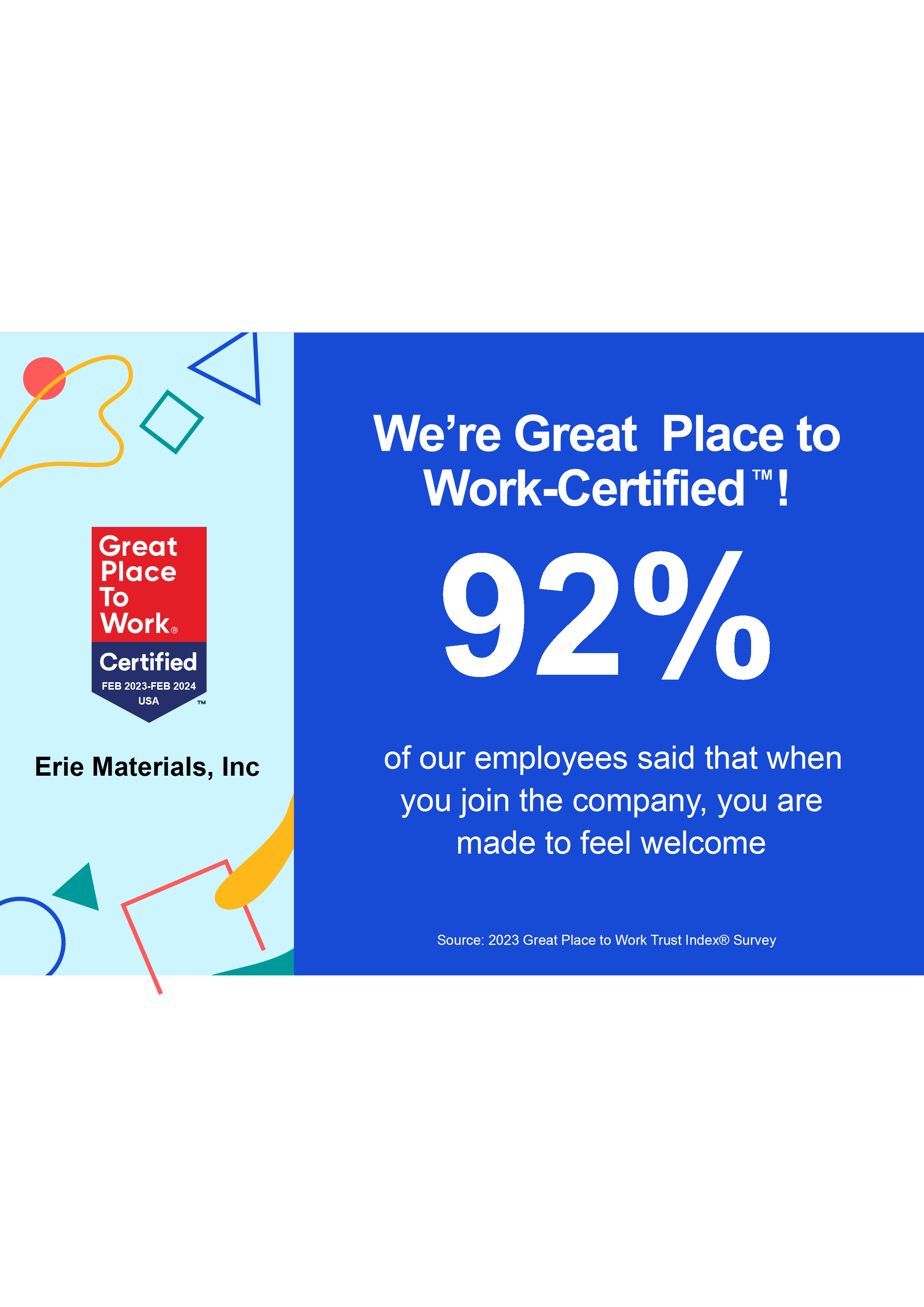 Erie Materials is a Great Place to Work | Erie Materials